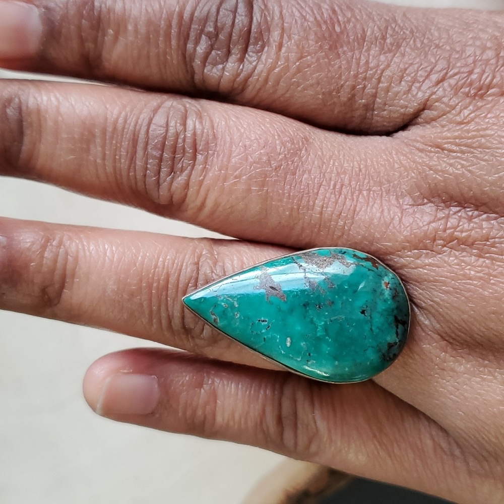 Sterling Silver 925 Turquoise Pear Ring